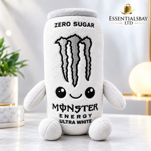 White Monster Energy Can Plush Toy Cute Soft Stuffed Drink Plushie Doll Gift