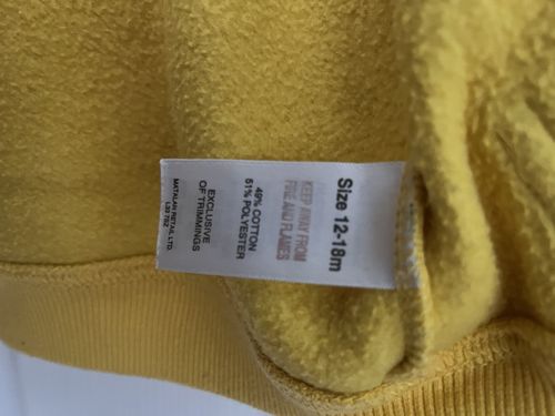 Matalan Toddlers kids yellow zip up hooded jacket Size / age 12 - 18 months — image 4