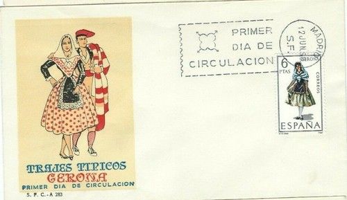 FDC First day Spain 1968 Typical suits GERONA