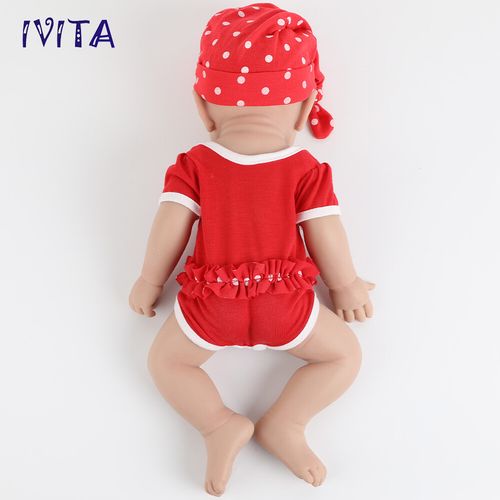 IVITA 17”Handmade Sleeping Girl Full Body Silicone Reborn Baby Doll Toy Gifts — image 5