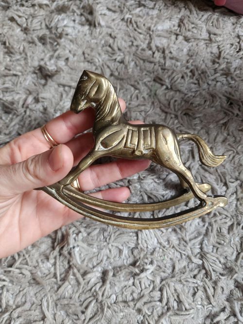 Solid Brass Rocking Horse, Vintage — image 1