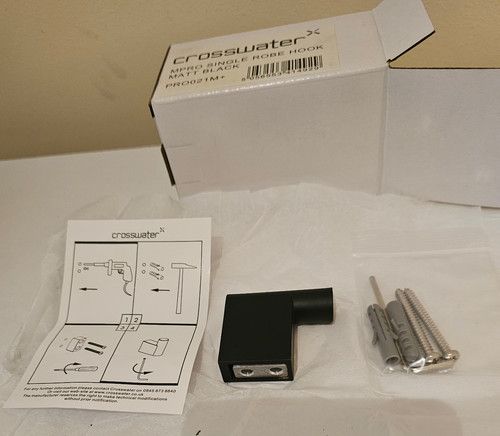 Crosswater MPRO Single Robe Hook Matt Black PRO021M+ Brand New in Box