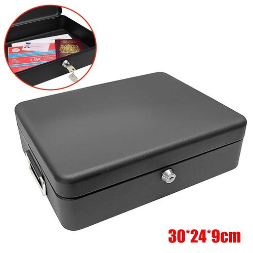 A4 Security Lock Box Large Chest Cash Safe Keys Document Home Office Box — image 6