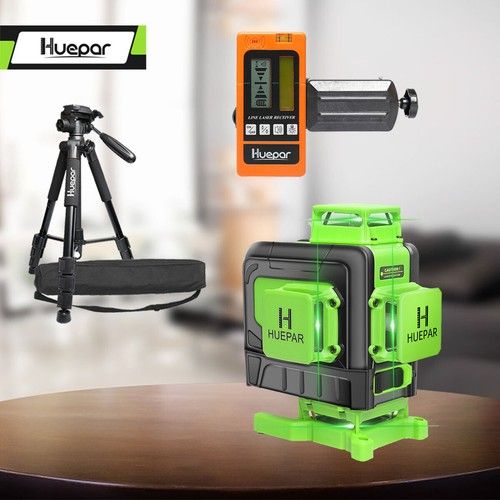 Huepar 4D Laser Level With Remote Control Light + Receiver + 143cm Tripod