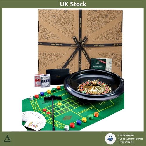 Handmade 40cm Roulette Wheel - Complete Game Set with Felt Mat and Accessories