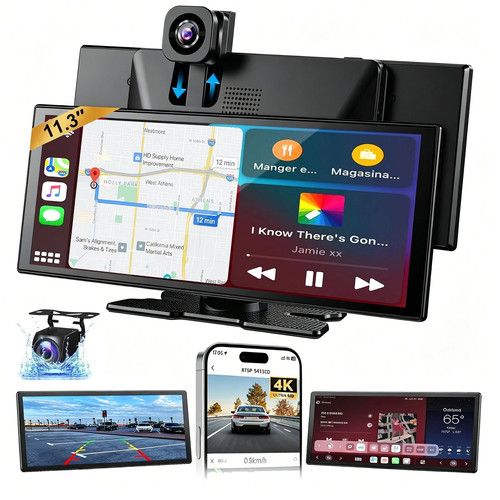 11.3inch 4K Portable Apple CarPlay Touch Screen for Car Android Auto Radio GPS