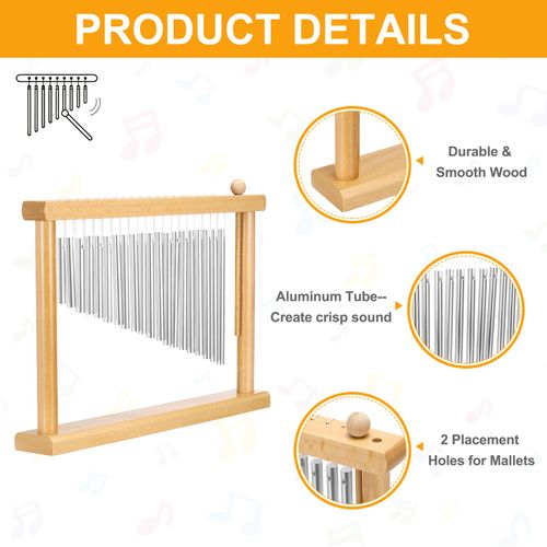20 Note Chime Bar Table Top Wind Chimes Percussion Instrument， Silver Tone — image 3