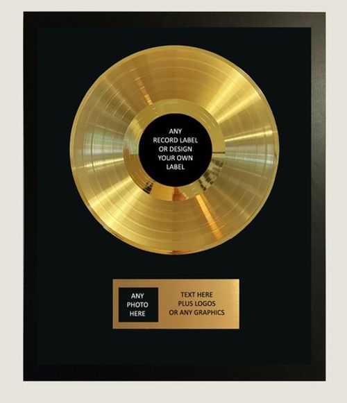 GOLD RECORD & PLAQUE AWARD 12" - ANY ARTIST ANY SONG OR  PERSONALISED DISPLAY