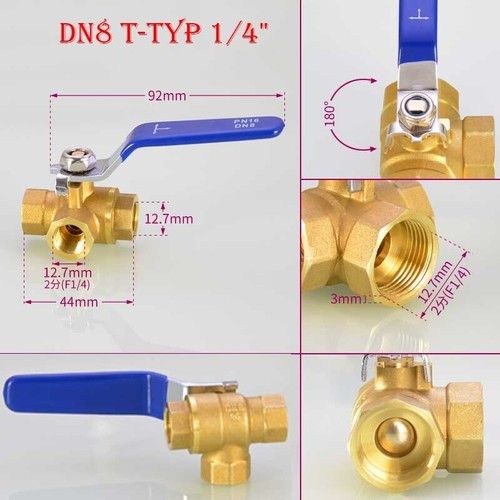 1/2" 3/8" 3/4" 1/4" 1" BSP Brass Three Way L/T Port Ball Valve -Female BSP