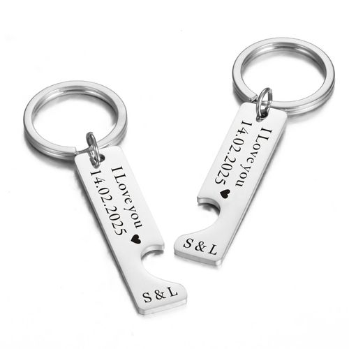 Personalised Engraved Keyrings 2pcs Couple Keychain Unique Love Gift for Her Him — image 5