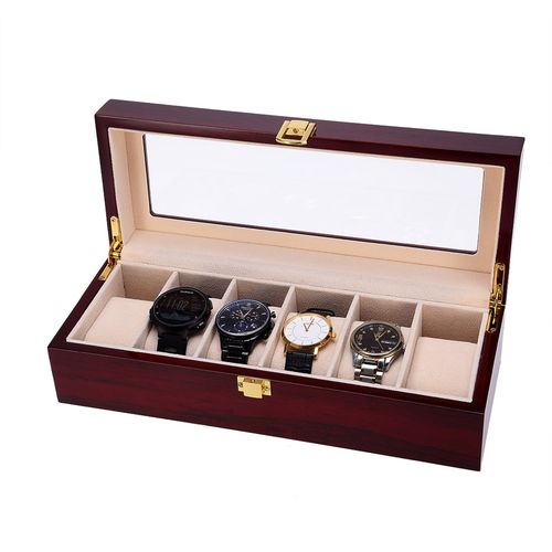 6 Grids Wooden Watch Display Storage Box Jewelry Collection Storage Case Gifts — image 4
