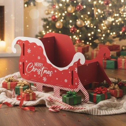 Santa's Been Christmas Gift Sleigh Personalised Present Sleigh 51 x 27 x 28cm