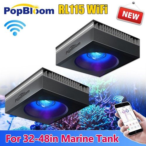 PopBloom 2PCS RL115 Marine LED Lighting for 48" Reef Aquarium Fish Tank SPS LPS