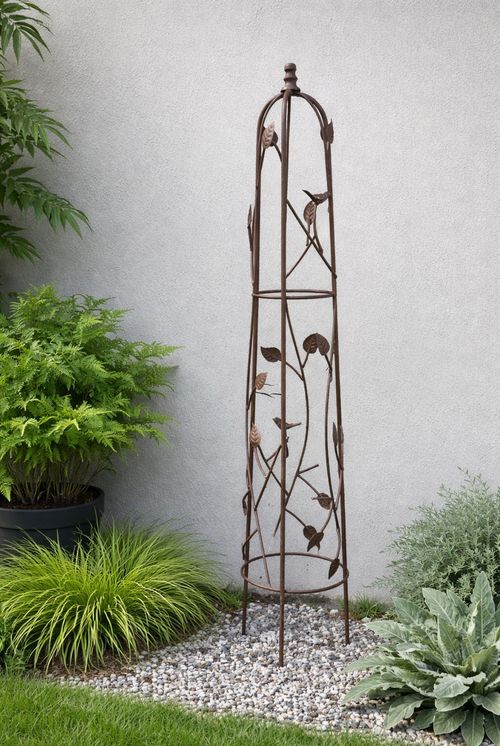 Metal Garden Obelisk Plant Support  Cage Frame Nature Bird Leaf 1.2m — image 6