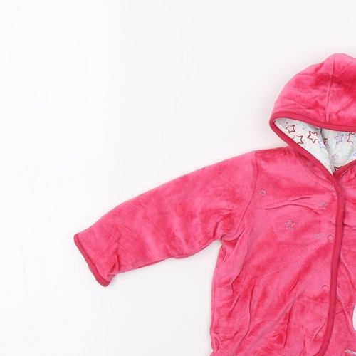 Marks & Spencer Girls Jacket Size 3-6 Months Pink Long Sleeve Hooded — image 9