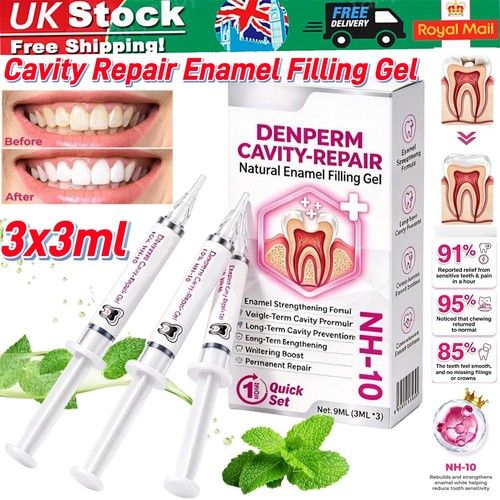 Rolimey DenPerm Cavity Enamel Filling Gel, NH-10, 3ml*3Tubes Natural Cavity Care