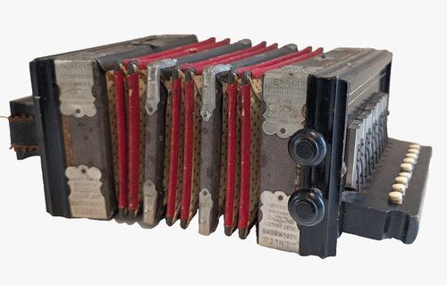 Vintage Zenith Accordeon German Melodeon 10 Key Squeezebox Working Order