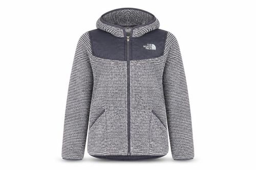 The North Face Girls Basic Jacket Size 14-15 Years Grey Striped Mid-Length Zip — image 1