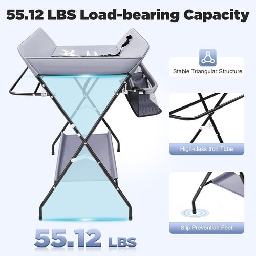 Folding Baby Changer Unit Changing Organizer Table Nappy Diaper With Storage — image 2