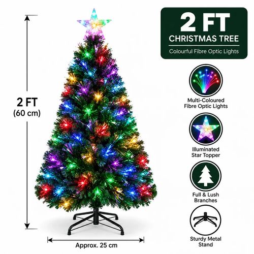 Fibre Optic Christmas Trees XMAS LED Lights Pre Lit Star Color Changing Tree UK — image 1