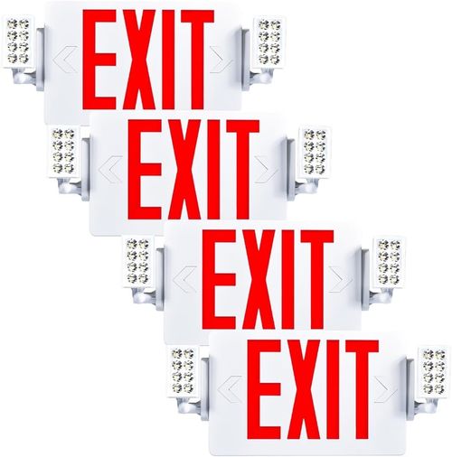 4 Pack LED Exit Sign Emergency Light–Hi Output RED Compact Combo UL 924 Listed — image 1