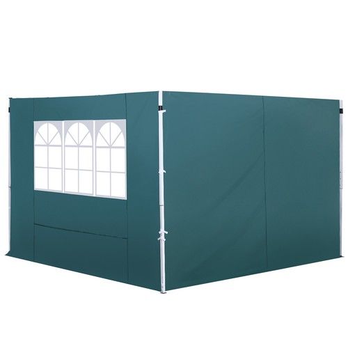 Outsunny Gazebo Replacement Exchangeable Wall Panels w/  Window, Dark Green