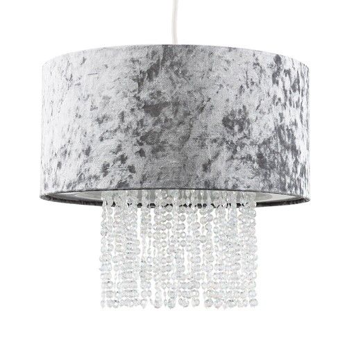 Ceiling Light Shade Velvet Drum Lampshades Jewel Droplet Pendant Shade LED Bulb