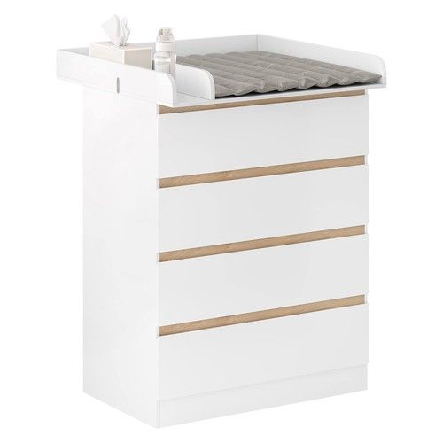WOLTU Baby Changing Unit with 4 Drawers Nursery Changing Table Chest of Drawers
