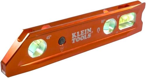 Klein Tools Magnetic Torpedo 9"/230mm Spirit Level With LED Light Vials, 935RBLT