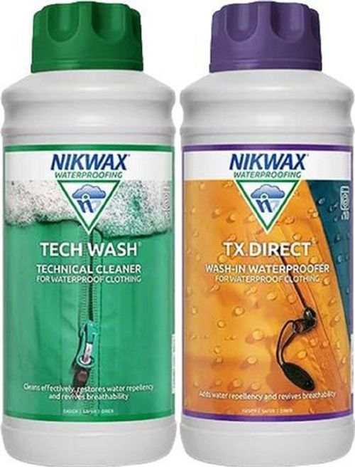 Nikwax Tech Wash & TX Direct Twin Pack Cleaning Waterproof Outdoor Clothing