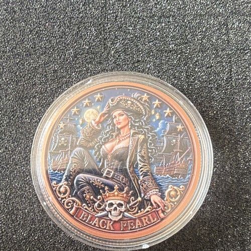Black Pearl Pirate 1oz .999 Copper Round Colourised Coin In Capsule