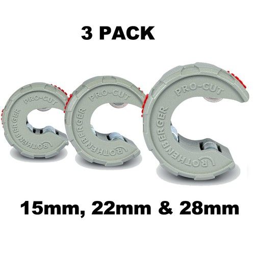 Rothenberger PRO CUT 15mm 22mm & 28mm Copper Pipe Tube Cutter Pipeslice 3 Pack