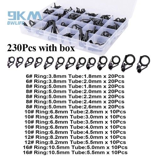 24-240pcs Fishing Rod Tip Repair Kit Stainless Steel Wear Resistant Ceramic Ring