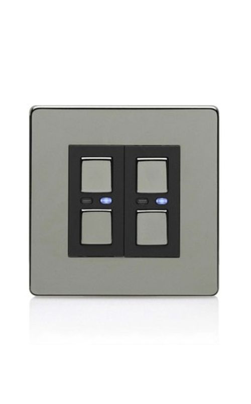 Lightwave LW452 BLK 2-Gang Slave Dimmer Switch 2-Way BLACK CHROME Connect Series
