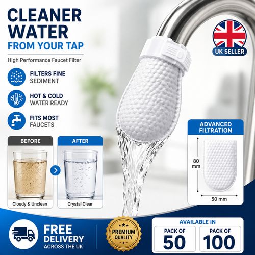 50/100 pcs Faucet Water Filter Bag Cotton Tap Water Filter Thickened Filter Pads — image 1