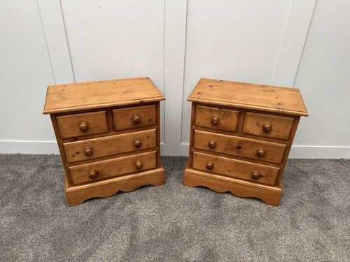 Pair Vintage Solid Pine Bedside Chests Cabinets Tables Nightstands Pot Cupboards