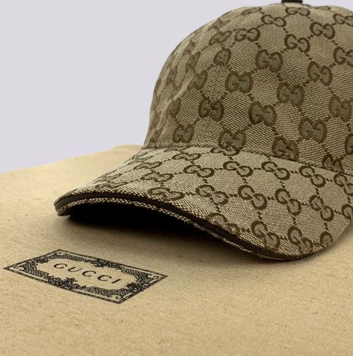 Gucci GG Monogram Logo Web Stripe Canvas Baseball Cap Hat Beige Size M — image 4