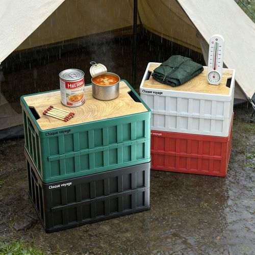 50L Portable Folding Storage Box Stackable Organizer W/ Lid Home Outdoor Camping — image 5