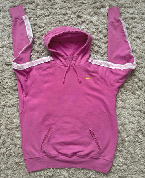 Nike vintage Women’s XL Pink & White Pullover Hoodie Long Sleeve Pockets Logo