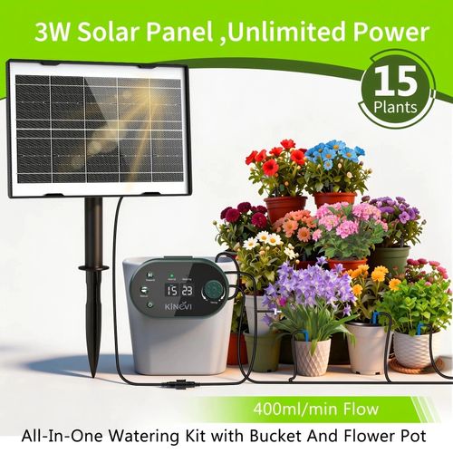 Solar Automatic Drip Irrigation Kit Outdoor Garden Watering System with Timer — image 2