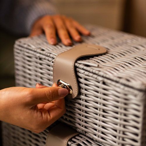 3pc Storage Basket Set - PE Wicker Woven Hamper Box Lid & Lock Stackable Home — image 17