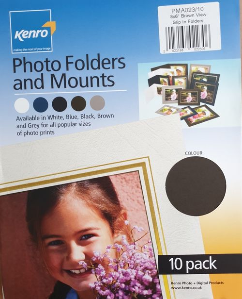 Pack of 10  6"x8" Landscape Photo Mounts.  Slip in Photo Folders. Brown. — image 1