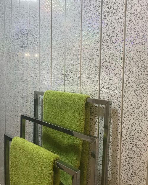 8 Platinum White Sparkle Chrome 8mm Ceiling Panels Wall Cladding PVC Bathroom — image 10