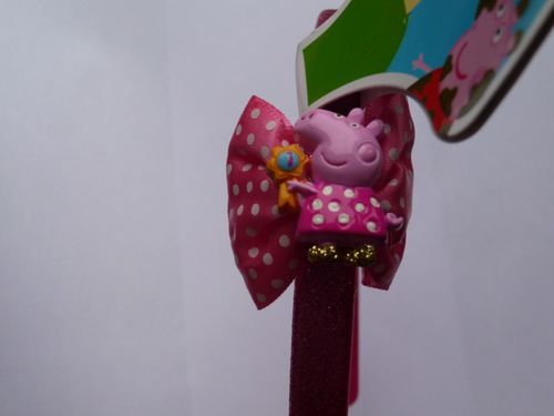Peppa Pig - Fuchsia pink glitter  Aliceband with Peppa bow emblem attached — image 2