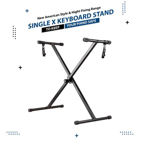 Double Braced Height Adjustable X Frame Music Piano Keyboard Stand & Bench Chair — image 1