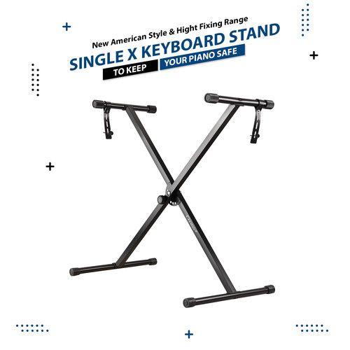 Double Braced Height Adjustable X Frame Music Piano Keyboard Stand & Bench Chair