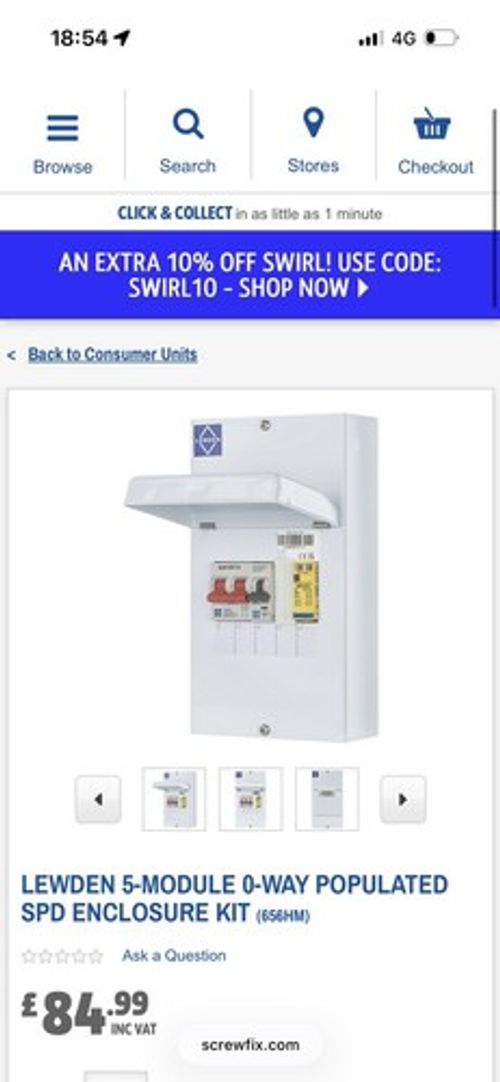 LEWDEN Metal ENCLOSURE KIT Consumer Unit  with SPD  RRP £89.99 
