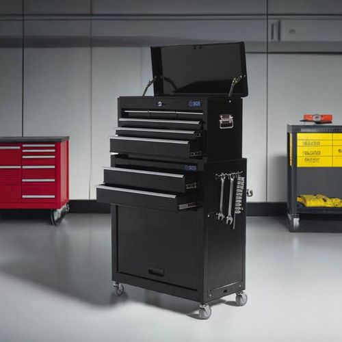 SGS Mechanics Large 8 Drawer Tool Chest & Roller Tool Cabinet, Hooks & Handle — image 7