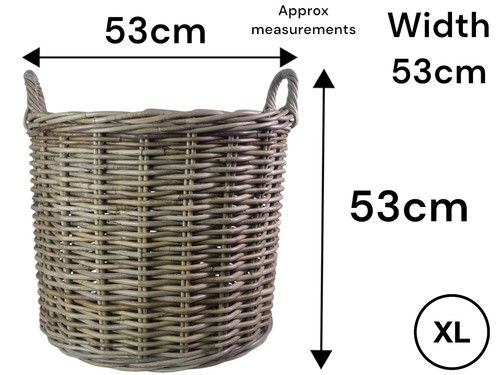 Round Kubu Wicker Rattan Log Storage Handmade Basket Choice Of Sizes