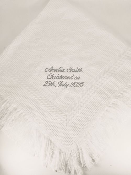 Personalised Christening Blanket, Baby Portuguese Shawl, Baptism Namesake Gift — image 1